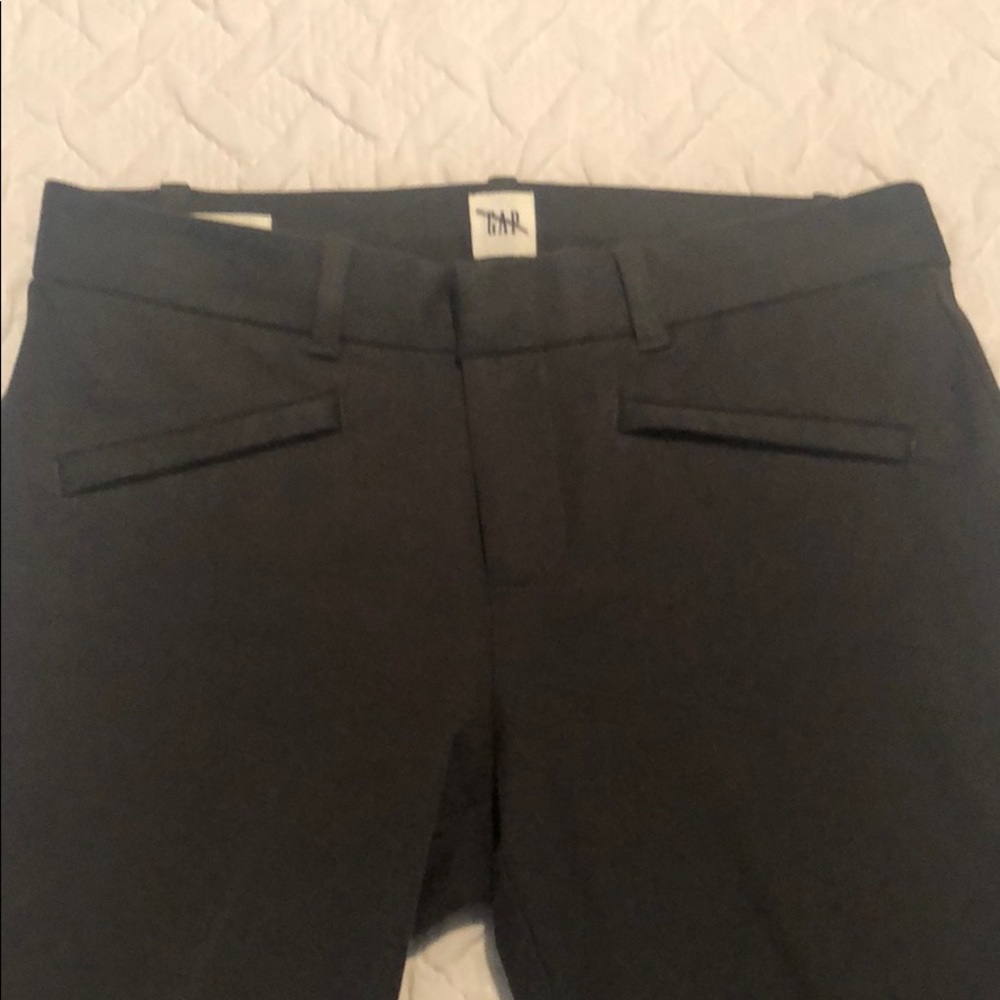 Dark grey GAP skinny slacks.